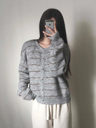 Volume Sleeve Two-Way Button Short Knit Cardigan