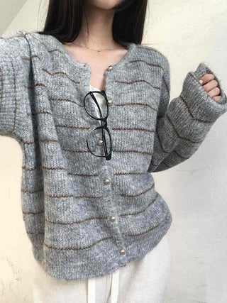 Volume Sleeve Two-Way Button Short Knit Cardigan