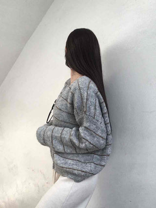 Volume Sleeve Two-Way Button Short Knit Cardigan