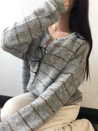 Volume Sleeve Two-Way Button Short Knit Cardigan