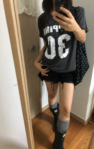 Beno Y2K Lettering Oversized Pigment Short Sleeve T-shirt