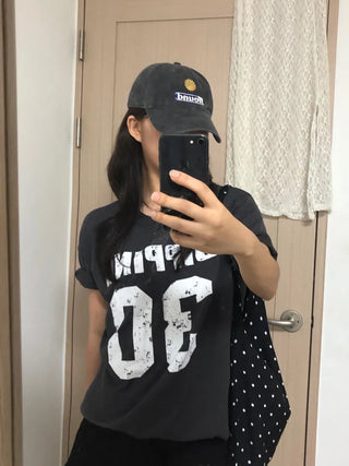 Beno Y2K Lettering Oversized Pigment Short Sleeve T-shirt