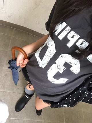 Beno Y2K Lettering Oversized Pigment Short Sleeve T-shirt