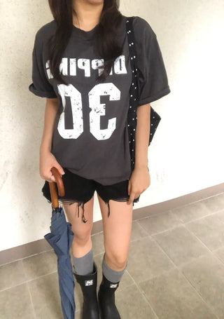 Beno Y2K Lettering Oversized Pigment Short Sleeve T-shirt