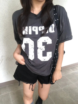 Beno Y2K Lettering Oversized Pigment Short Sleeve T-shirt