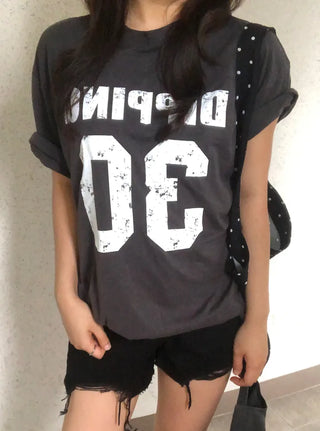 Beno Y2K Lettering Oversized Pigment Short Sleeve T-shirt