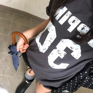 Beno Y2K Lettering Oversized Pigment Short Sleeve T-shirt