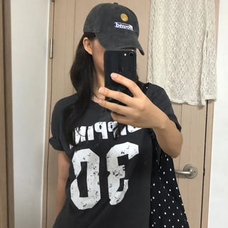 Beno Y2K Lettering Oversized Pigment Short Sleeve T-shirt