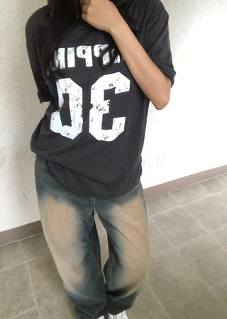 Beno Y2K Lettering Oversized Pigment Short Sleeve T-shirt