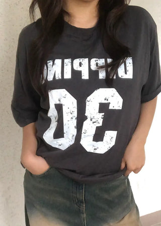 Beno Y2K Lettering Oversized Pigment Short Sleeve T-shirt