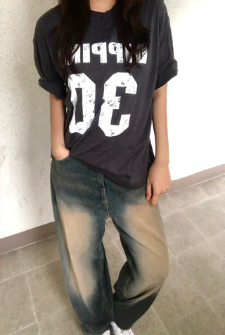 Beno Y2K Lettering Oversized Pigment Short Sleeve T-shirt