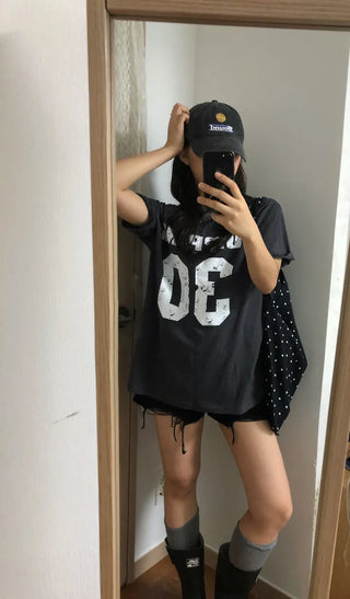 Beno Y2K Lettering Oversized Pigment Short Sleeve T-shirt