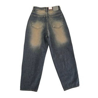 Nuel Vintage Yellow Washed Wide Denim Pants