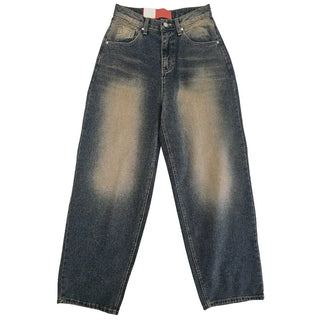 Nuel Vintage Yellow Washed Wide Denim Pants