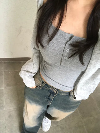 Nuel Vintage Yellow Washed Wide Denim Pants