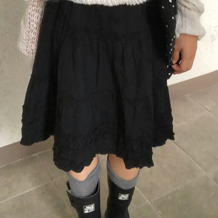 Kou Frill Lovely Flare Midi Skirt
