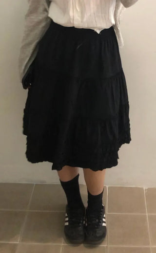Kou Frill Lovely Flare Midi Skirt