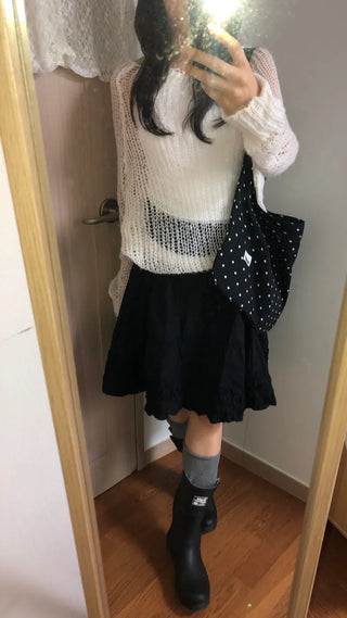 Kou Frill Lovely Flare Midi Skirt