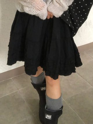 Kou Frill Lovely Flare Midi Skirt