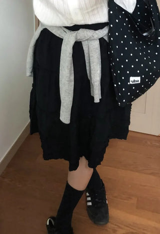 Kou Frill Lovely Flare Midi Skirt