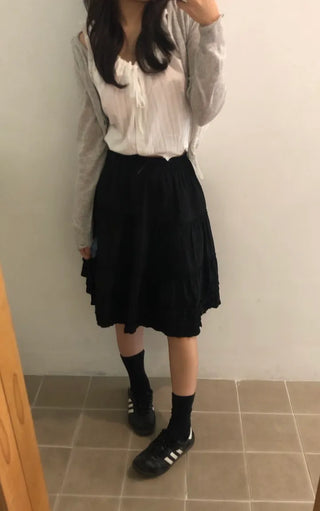 Kou Frill Lovely Flare Midi Skirt