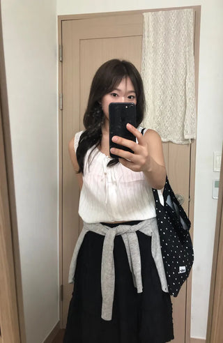 Kou Frill Lovely Flare Midi Skirt