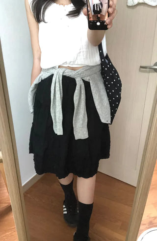 Kou Frill Lovely Flare Midi Skirt