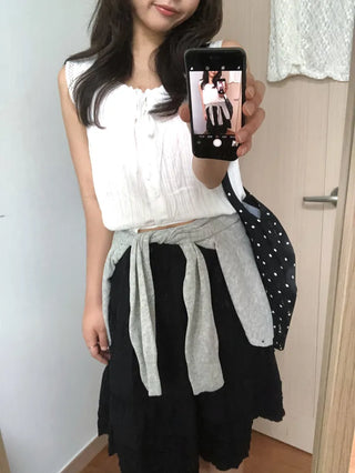 Kou Frill Lovely Flare Midi Skirt
