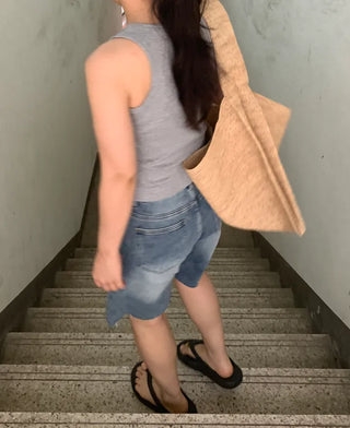 Bena Sturdy Ribbed Simple High-Neck Sleeveless