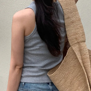 Bena Sturdy Ribbed Simple High-Neck Sleeveless