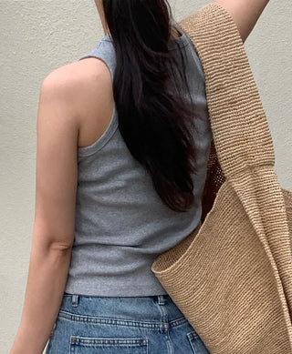 Bena Sturdy Ribbed Simple High-Neck Sleeveless