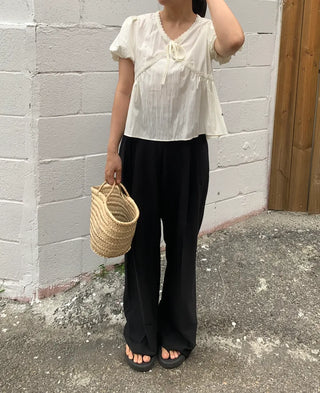 Miyo Two-Pin Tuck Wide Slacks