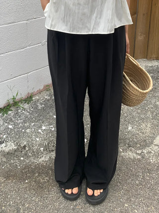 Miyo Two-Pin Tuck Wide Slacks