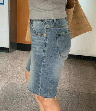 Roku Vintage Washed Knee-Length Medium Blue Denim Pants
