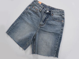 Roku Vintage Washed Knee-Length Medium Blue Denim Pants