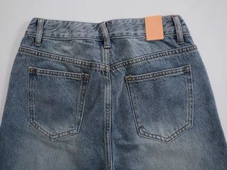 Roku Vintage Washed Knee-Length Medium Blue Denim Pants
