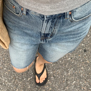 Roku Vintage Washed Knee-Length Medium Blue Denim Pants