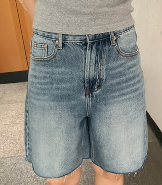 Roku Vintage Washed Knee-Length Medium Blue Denim Pants