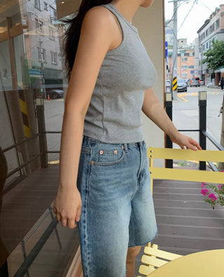 Roku Vintage Washed Knee-Length Medium Blue Denim Pants