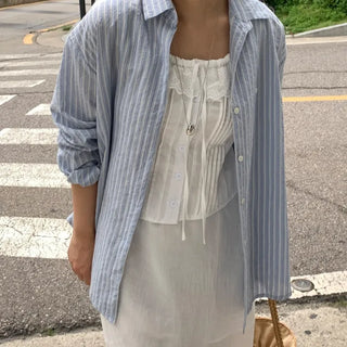 Duro Pastel Stripe Loose Fit Long Sleeve Shirt