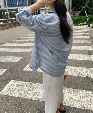 Duro Pastel Stripe Loose Fit Long Sleeve Shirt