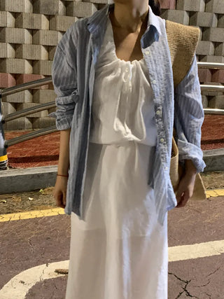 Duro Pastel Stripe Loose Fit Long Sleeve Shirt