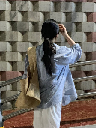 Duro Pastel Stripe Loose Fit Long Sleeve Shirt
