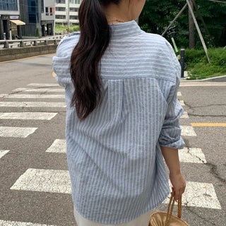 Duro Pastel Stripe Loose Fit Long Sleeve Shirt
