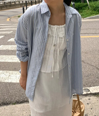 Duro Pastel Stripe Loose Fit Long Sleeve Shirt