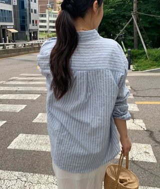Duro Pastel Stripe Loose Fit Long Sleeve Shirt