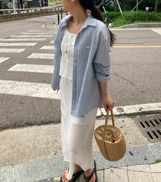 Duro Pastel Stripe Loose Fit Long Sleeve Shirt