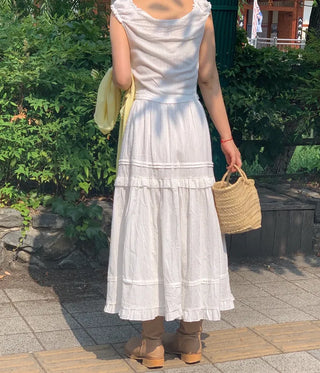 Lace Frill Cotton Long Skirt
