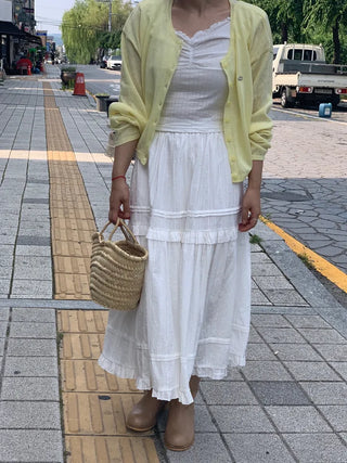 Lace Frill Cotton Long Skirt