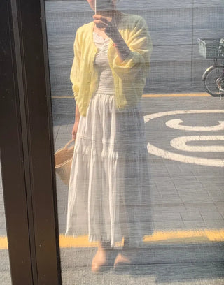 Lace Frill Cotton Long Skirt